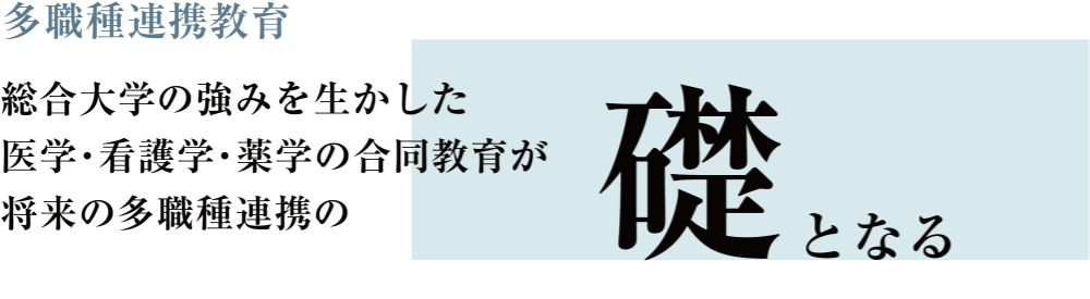 多職種連携教育　総合大学の強みを生かした　医学・看護学・薬学の合同教育が将来の多職種連携の礎となる