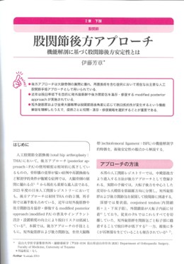 股関節後方アプローチ 機能解剖に基づく股関節後方安定性とは 伊藤芳章